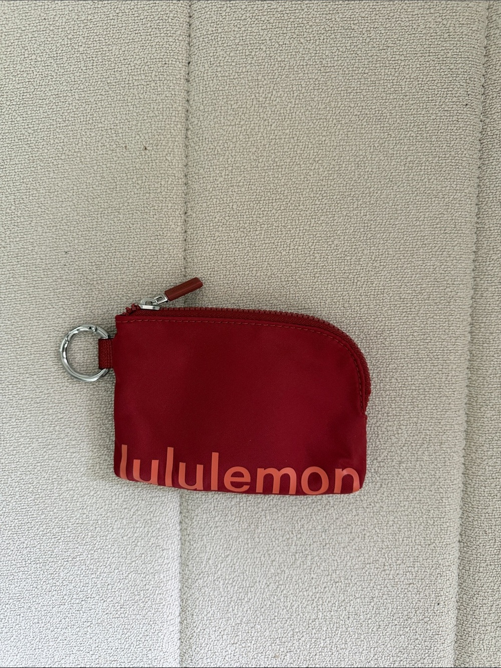 lululemon athletica red mini zip key pouch